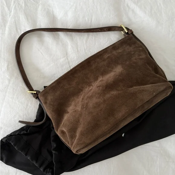 Vestirsi Eden Dark Chocolate Suede Shoulder Bag - Picture 5 of 9